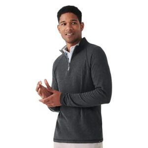 Faherty Gray Pima Cotton Quarter Zip Casual Sweater Large